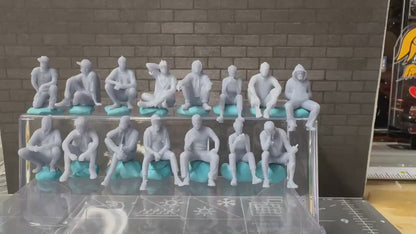 Double G 1:64 Miniature Human Figures - Unpainted - great for Dioramas - Made in the USA LOT 747 Miniature 1.10 Seated Figures